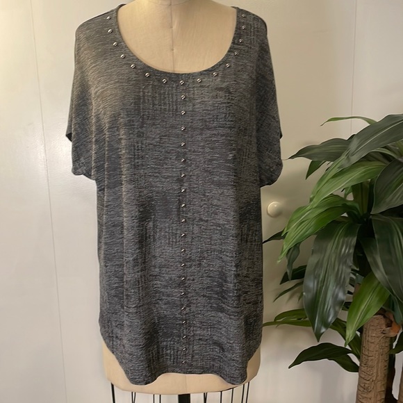 INC cap sleeve shimmer studded blouse - Picture 1 of 6